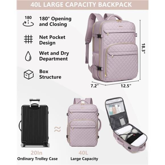 Womens Travel Backpack Personal Pink